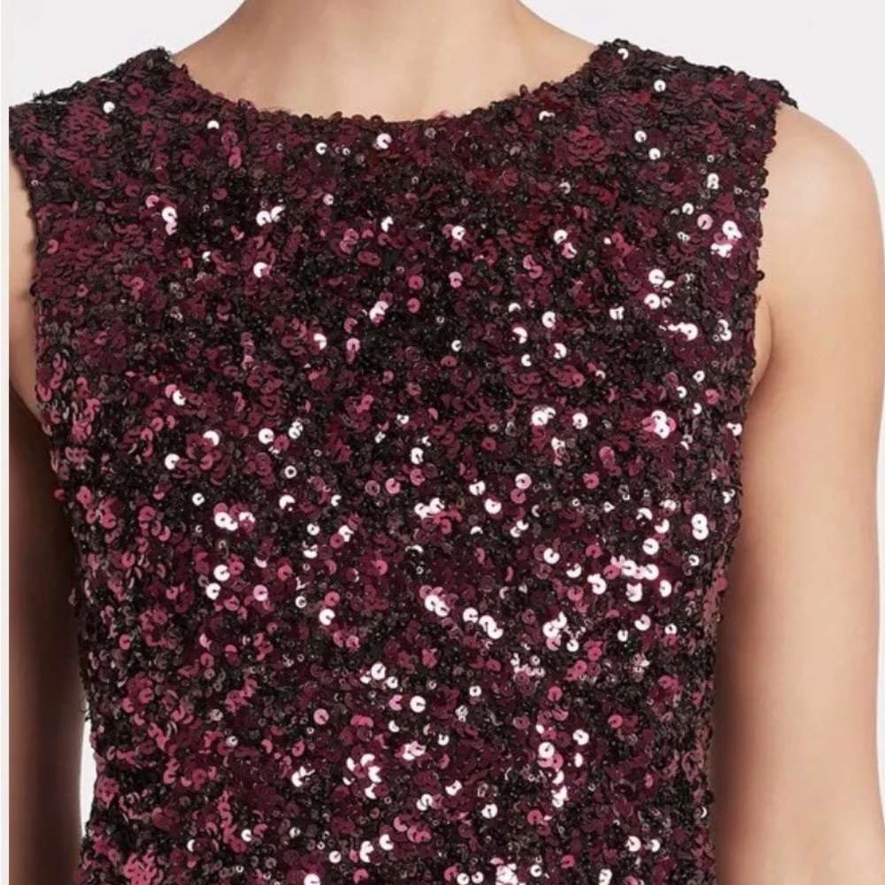 Rebecca Taylor PLUM Purple Sequined Sleeveless Jewel Neck Tank Top, US Large.